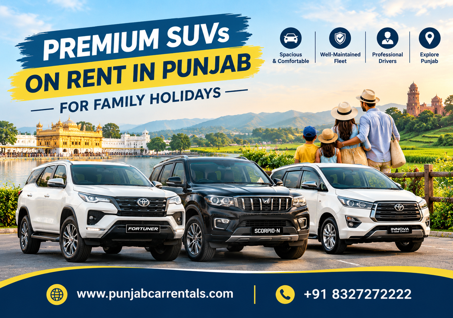 Premium SUVs on Rent in Punjab for Family Holidays